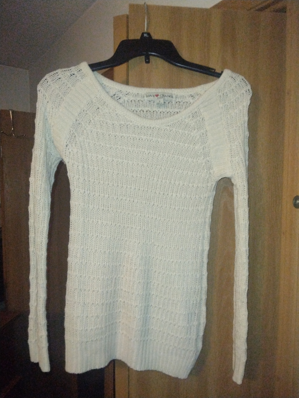 Love + Change Cream Knit Long-Sleeve Sweater- Sm